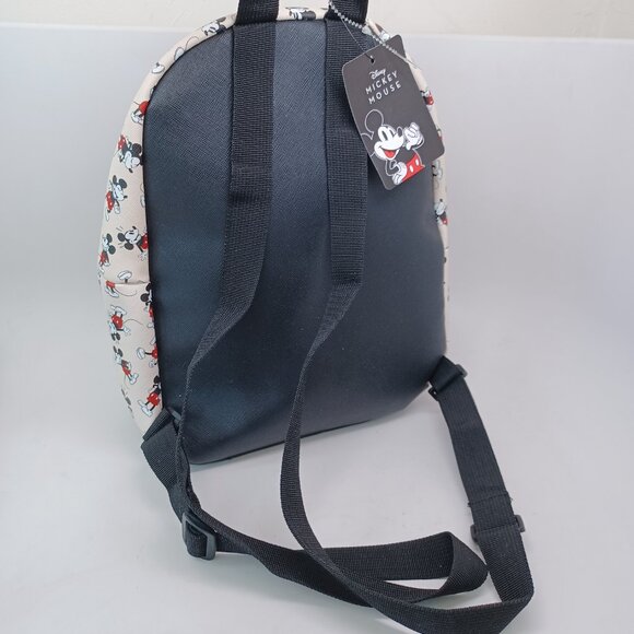 Disney Mickey Mouse Backpack BioWorld Cream Black Red Mini Bag NEW - Picture 3 of 16